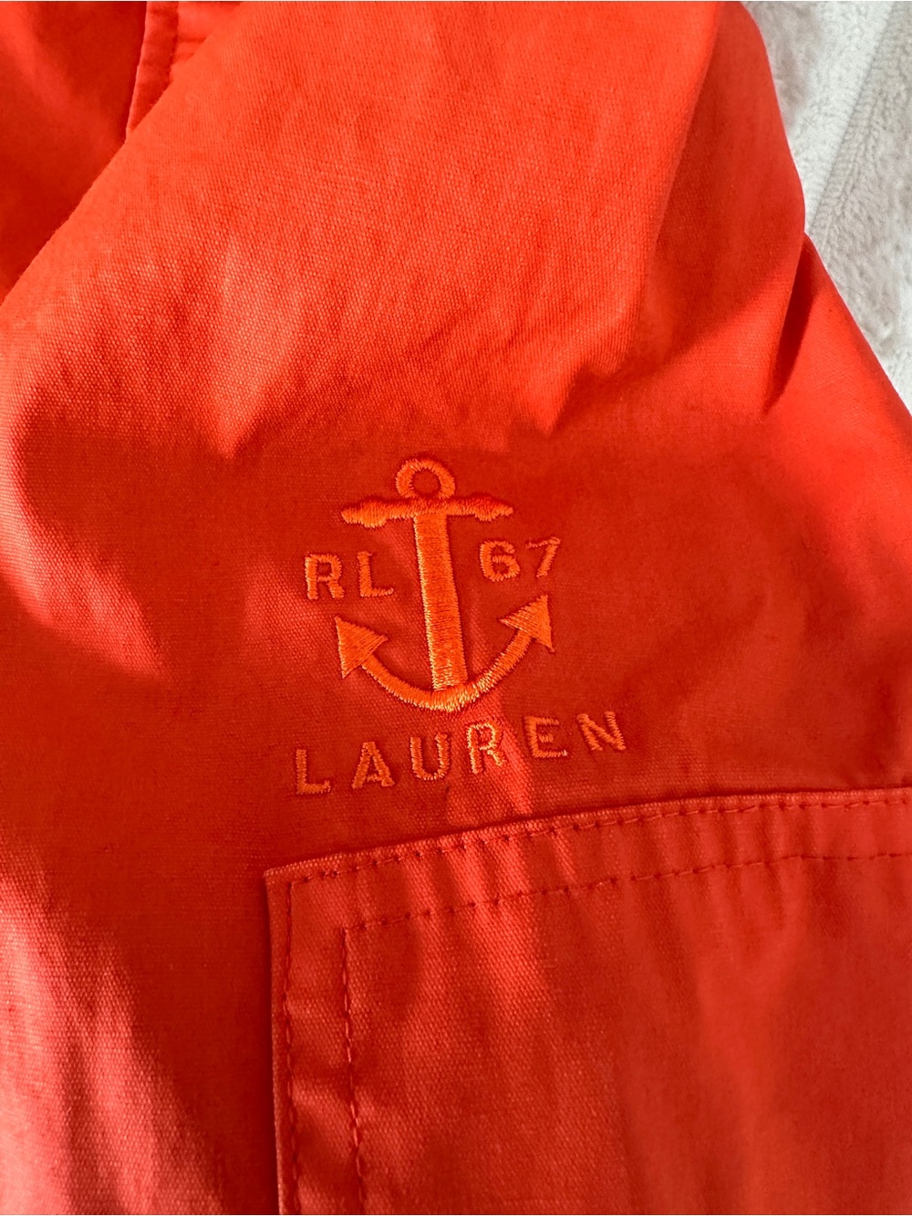 VINTAGE 90s Y2K Ralph Lauren Orange Marine Utility Hooded Rain Coat Gold Buttons - Picture 13 of 15